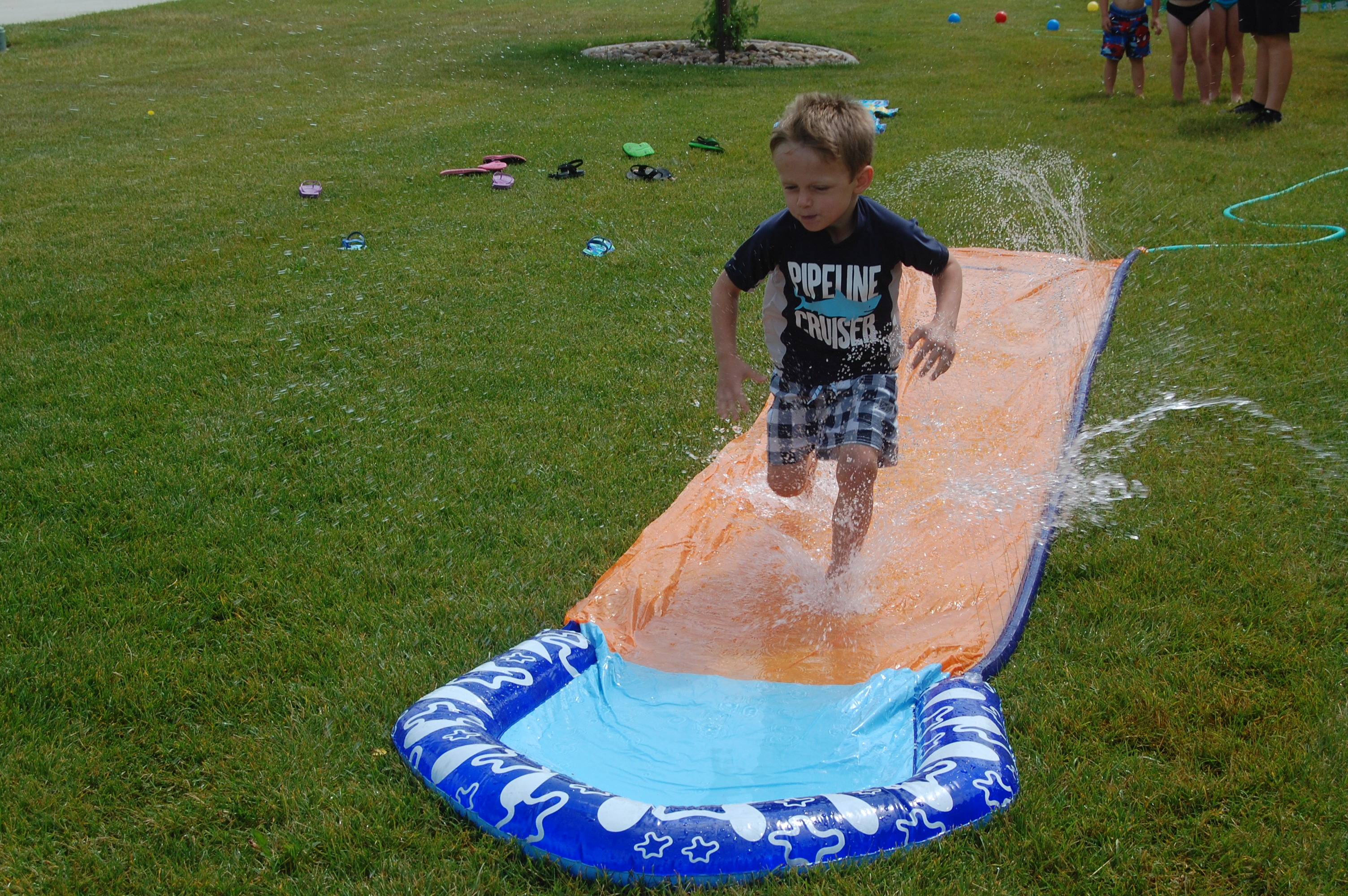Samuel on the slip n slide