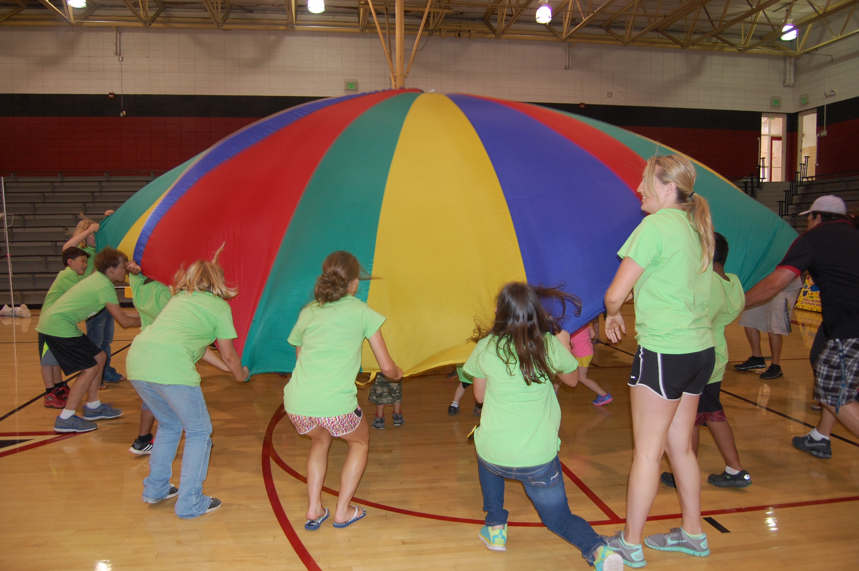 playing with the big umbrella